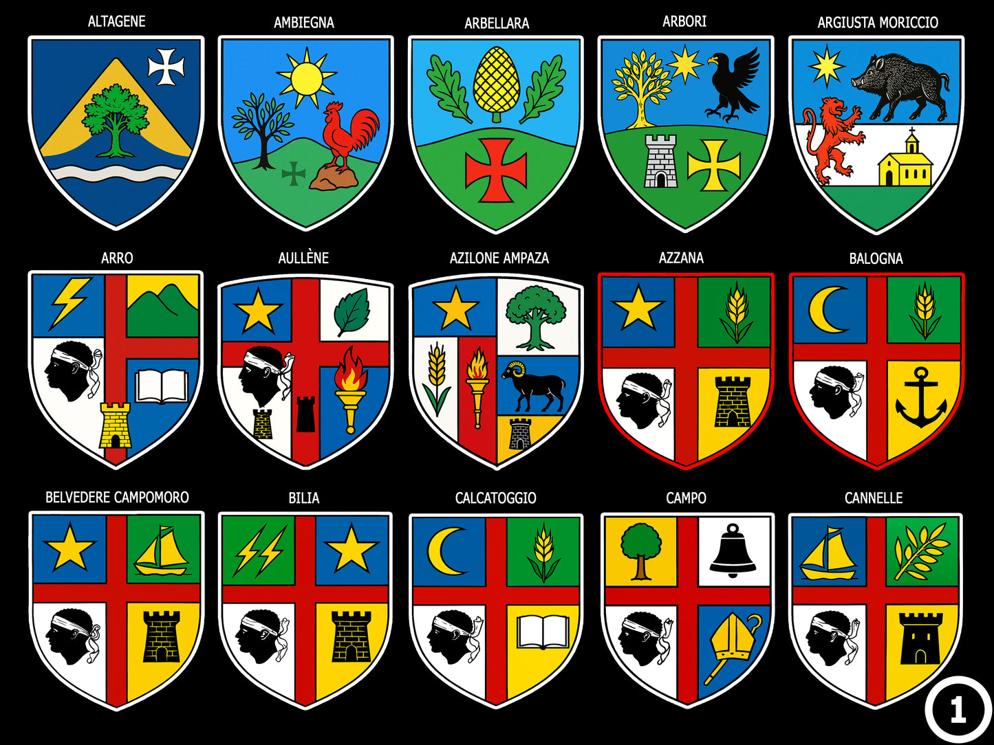 Blasons de la Corse du Sud Planche 1