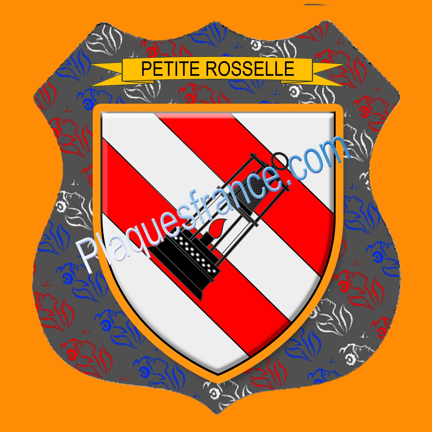 Plaque métal décorative format écusson Ø 30cm fond marianne blason Petite-Rosselle, Moselle 57