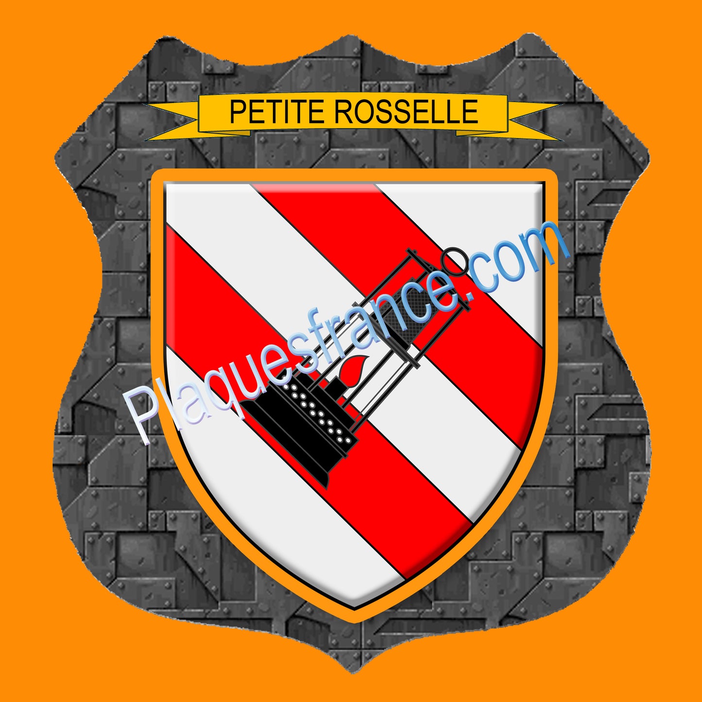 Plaque métal décorative format écusson Ø 30cm fond plaques métal blason Petite-Rosselle, Moselle 57