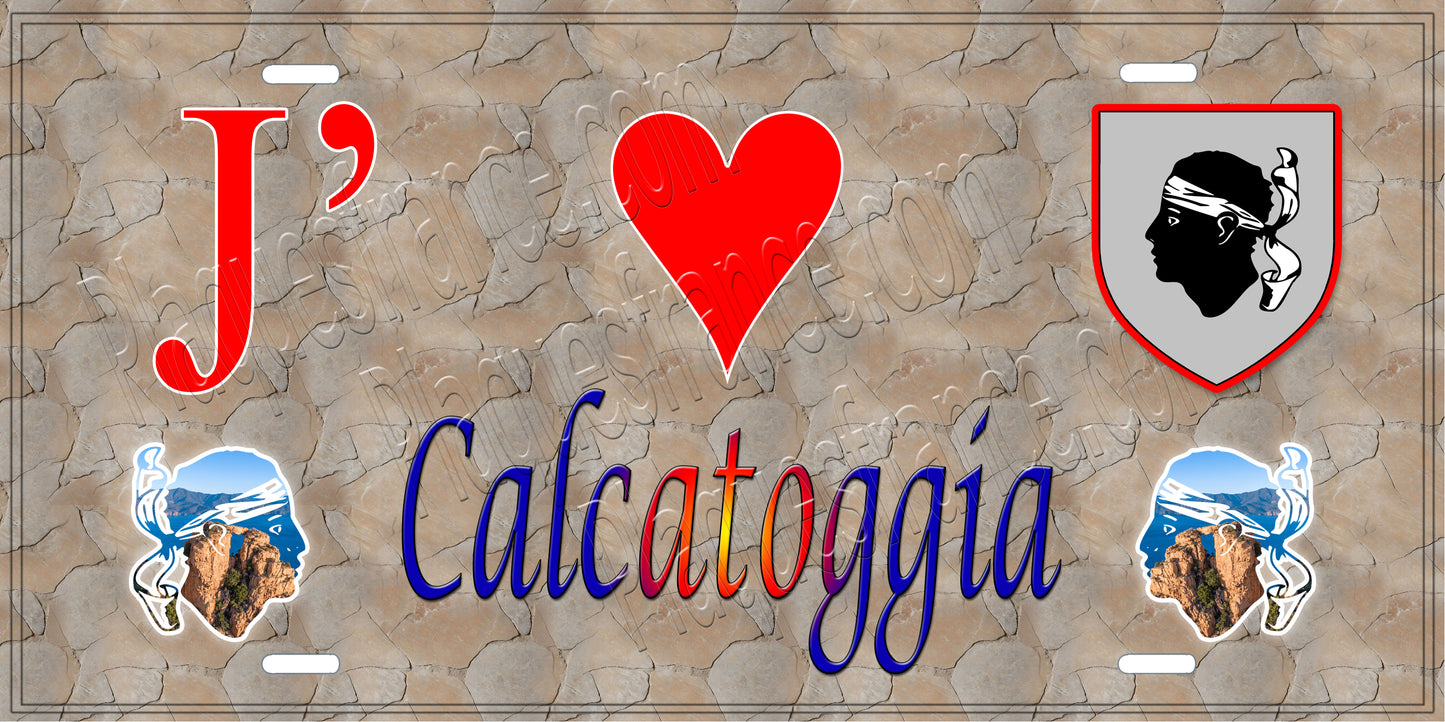 Plaque métal décorative 15 x 30 cm mur antique J' ❤️ Calcatoggio Canton de Sevi-Sorru-Cinarca Corse du Sud