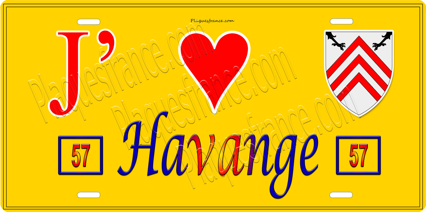 Plaque métal décorative 15x30 cm fond jaune J' ❤️Havange 57