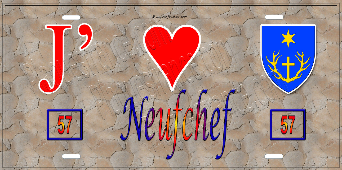 Plaque métal décorative 15 x 30 cm fond mur antique 57 J' ❤️ Neufchef, canton de Algrange Moselle 57