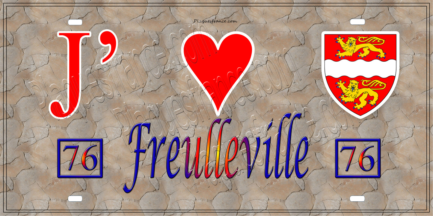 Plaque métal décorative 15x30 J' ❤️ Freulleville, Seine Maritime (76) antique