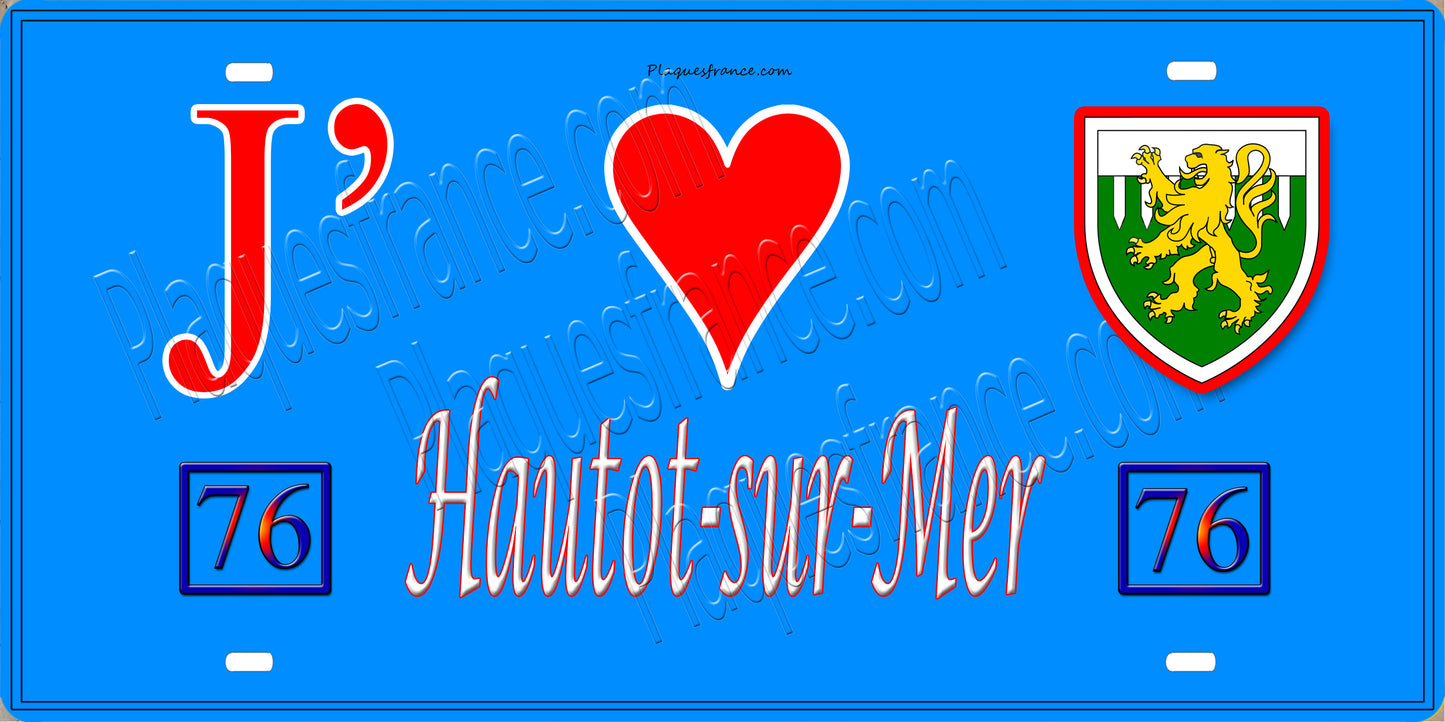 Plaque métal décorative 15x30J' ❤️ Hautot-sur-Mer, Seine Maritime (76) bleu