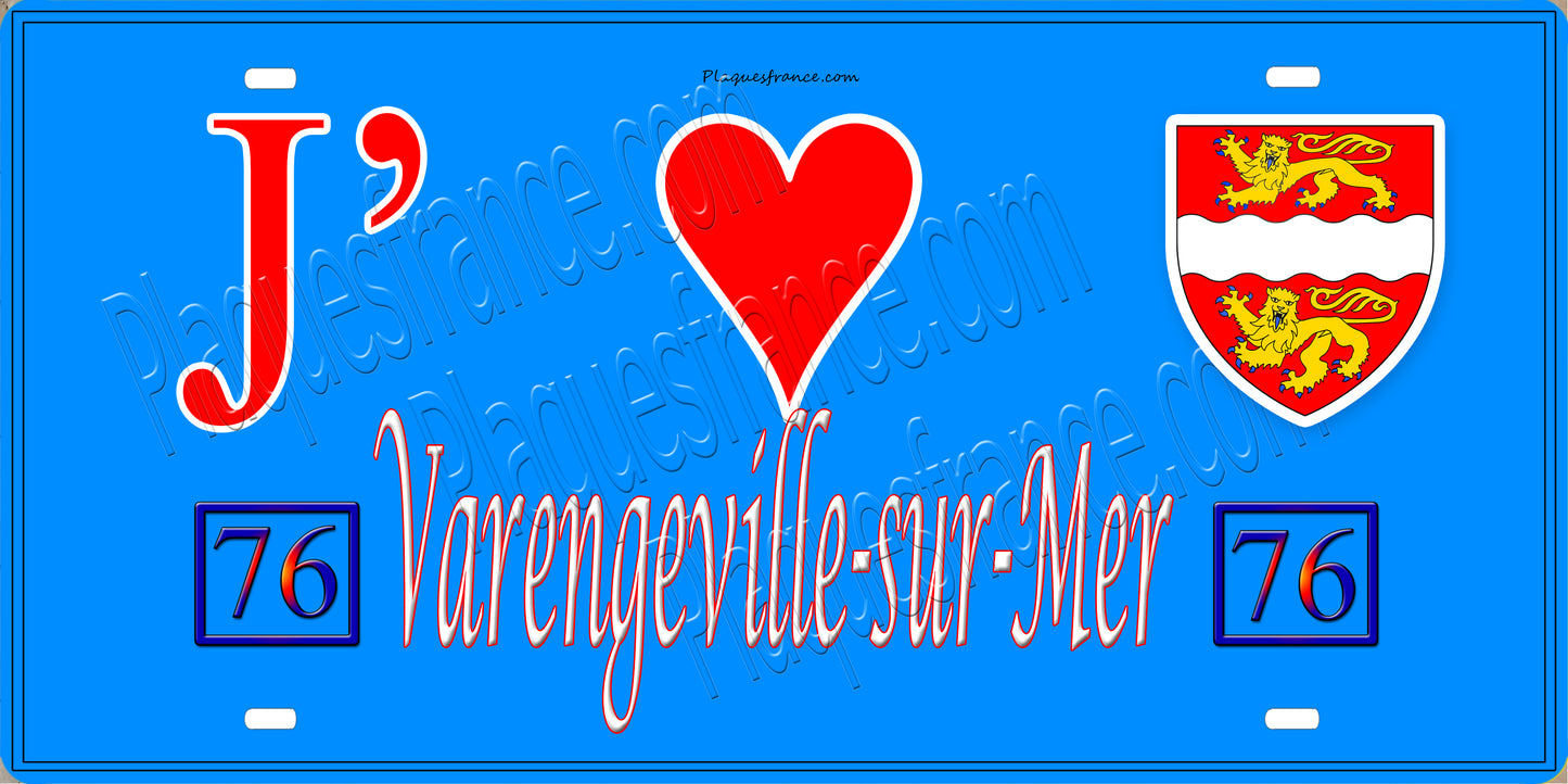 Plaque métal décorative 15x30 J' ❤️ Varengeville-sur-Mer, Seine Maritime (76) ble