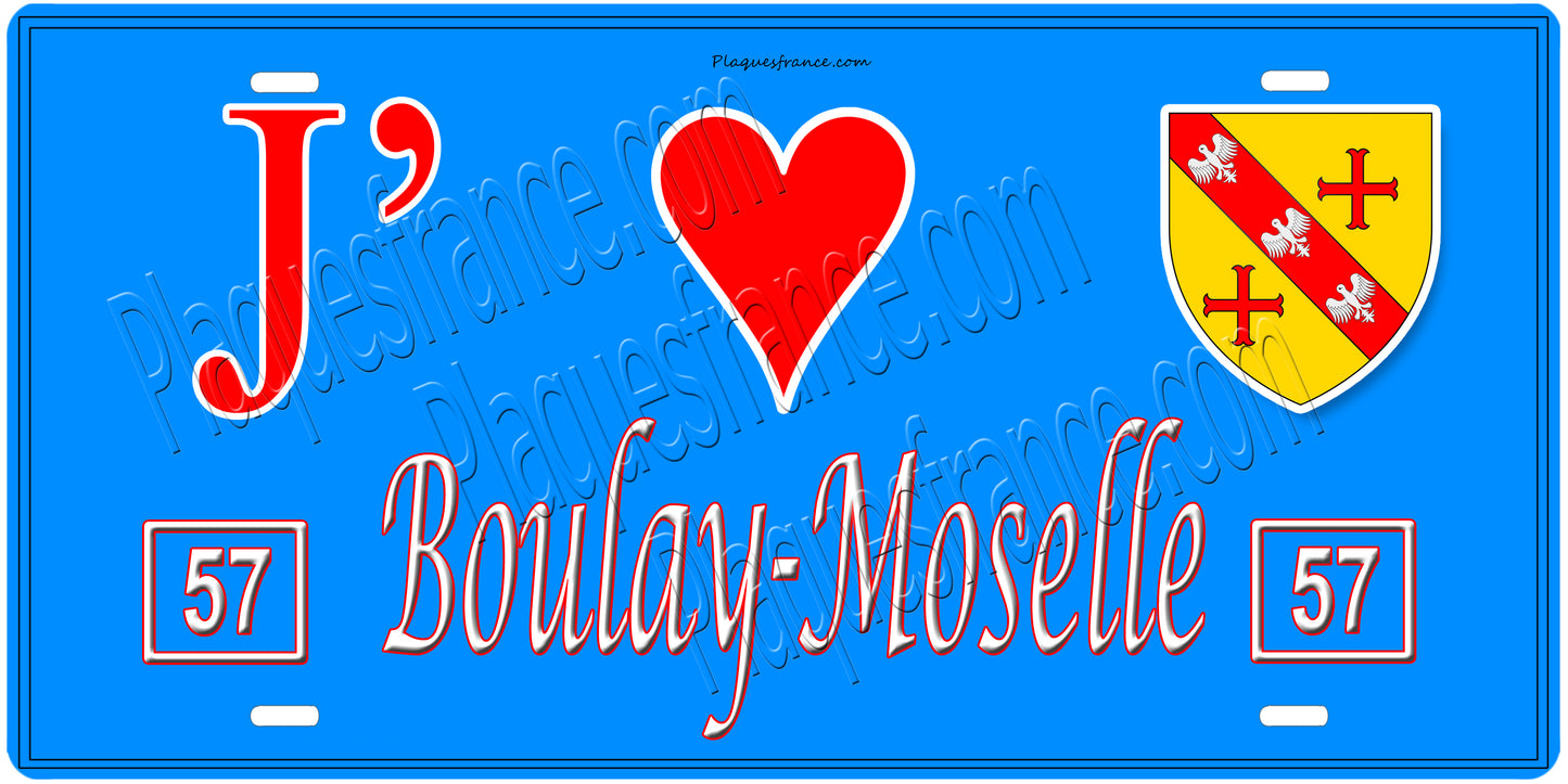 PlaquePlaque métal décorative 15 x 30 cm fond mur bleu 57 J' ❤️ Boulay-Moselle, canton Boulay-Moselle Moselle 57