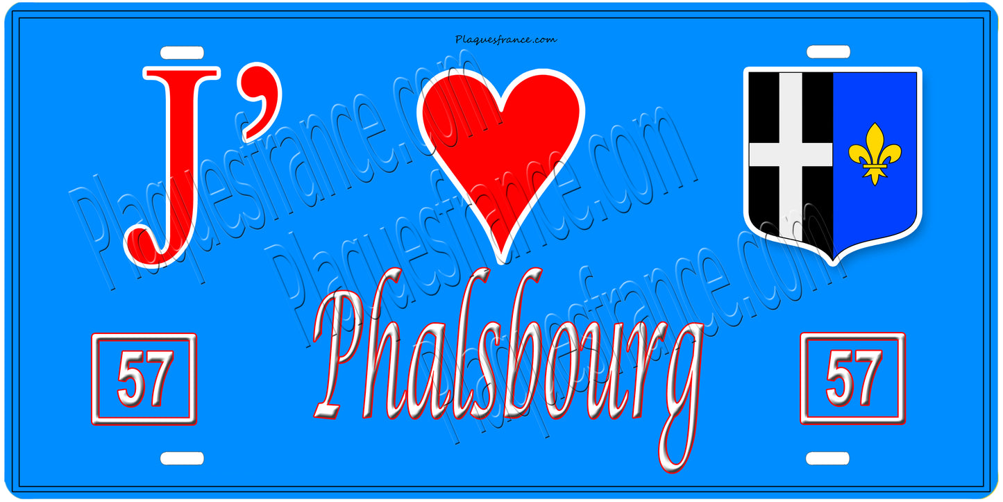 Plaque métal décorative 15 x 30 cm fond mur bleu 57 J' ❤️Phalsbourg, canton Phalsbourg 57