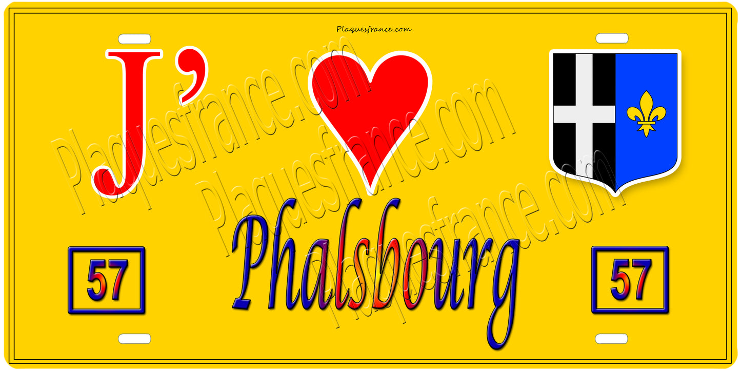 Plaque métal décorative 15 x 30 cm fond mur jaune 57 J' ❤️Phalsbourg, canton Phalsbourg 57