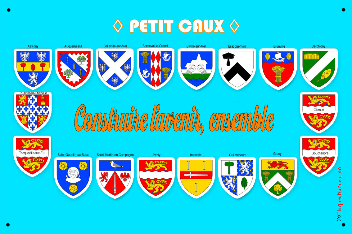 Plaque métal décorative 20 cm x 30 cm collector Petit Caux, Seine Maritime (76)