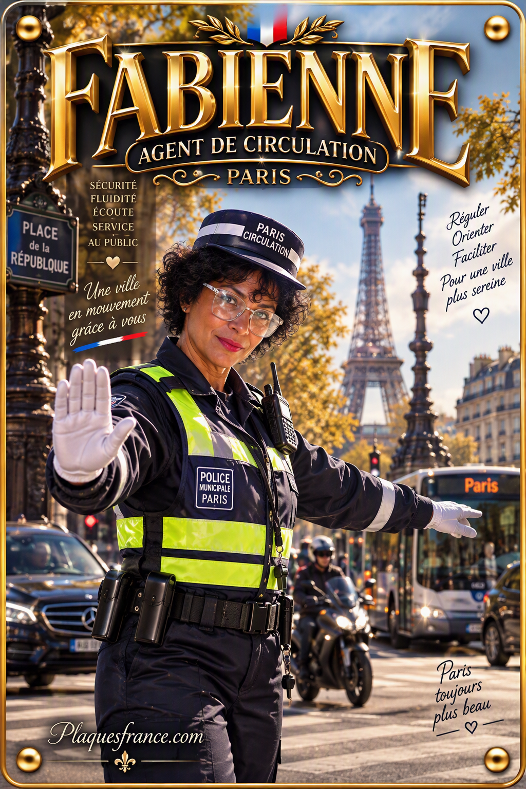 Plaque métal décorative, Fabienne Agent de circulation