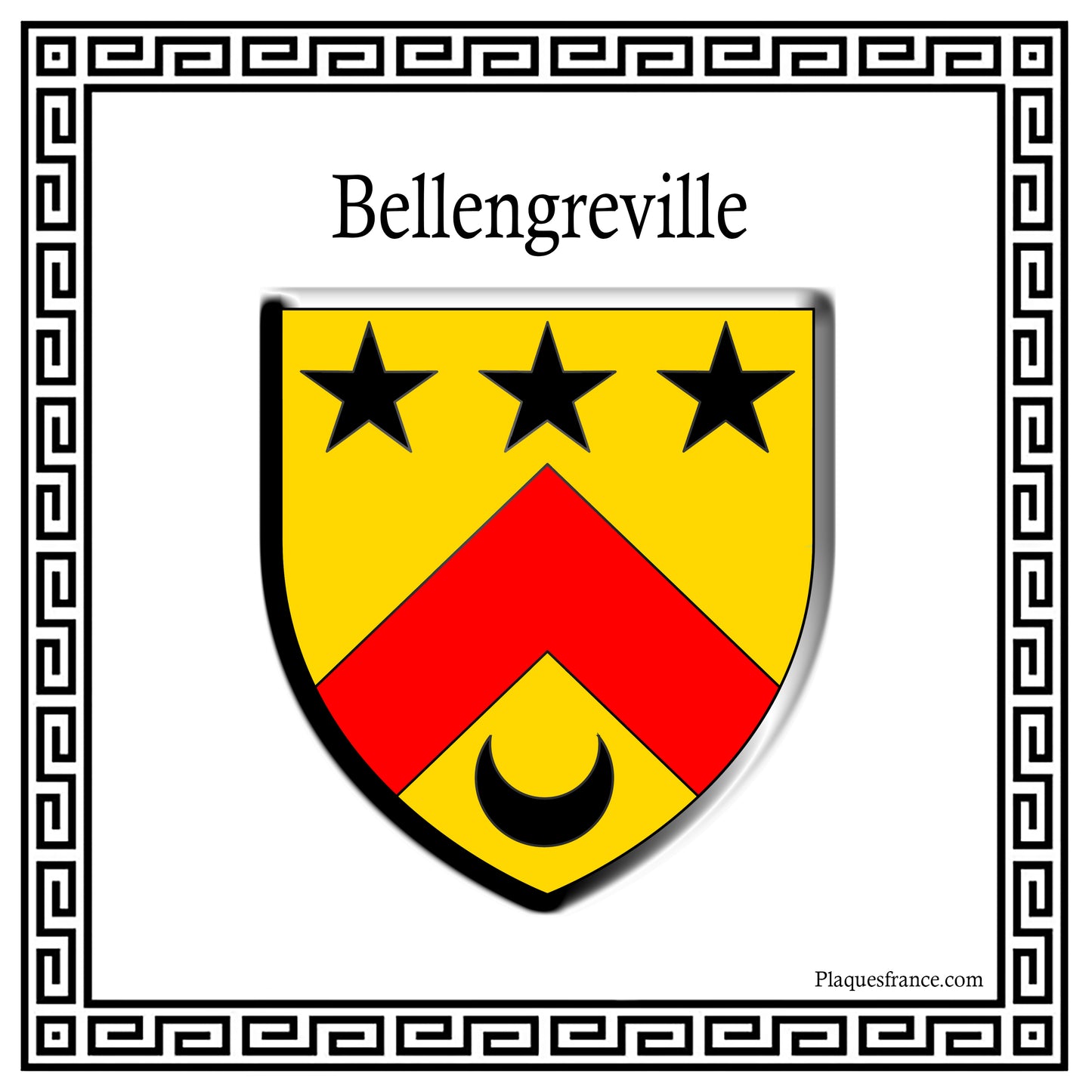 Plaque métal décorative carrée 30x30cm blanche blason Bellengreville, Seine Maritime (76)