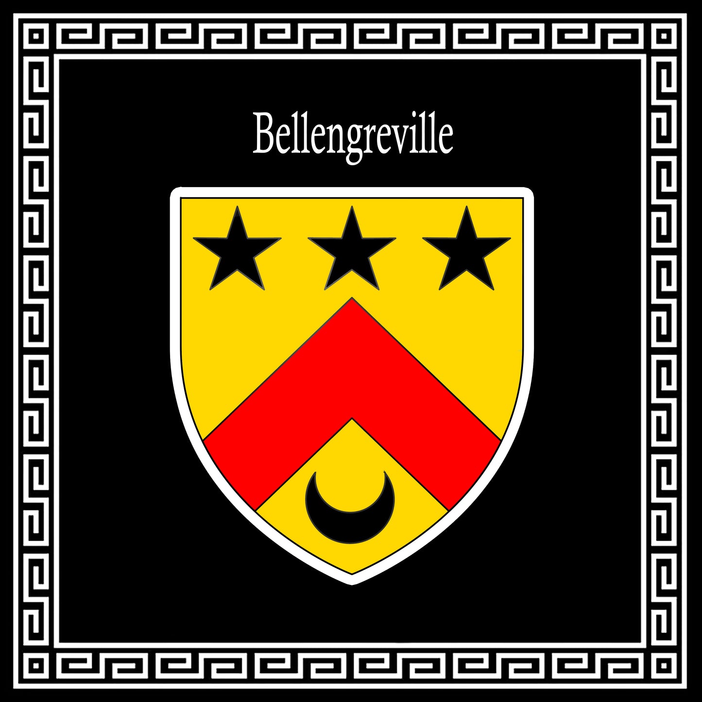 Plaque métal décorative carrée 30x30cm noire blason Bellengreville, Seine Maritime (76)