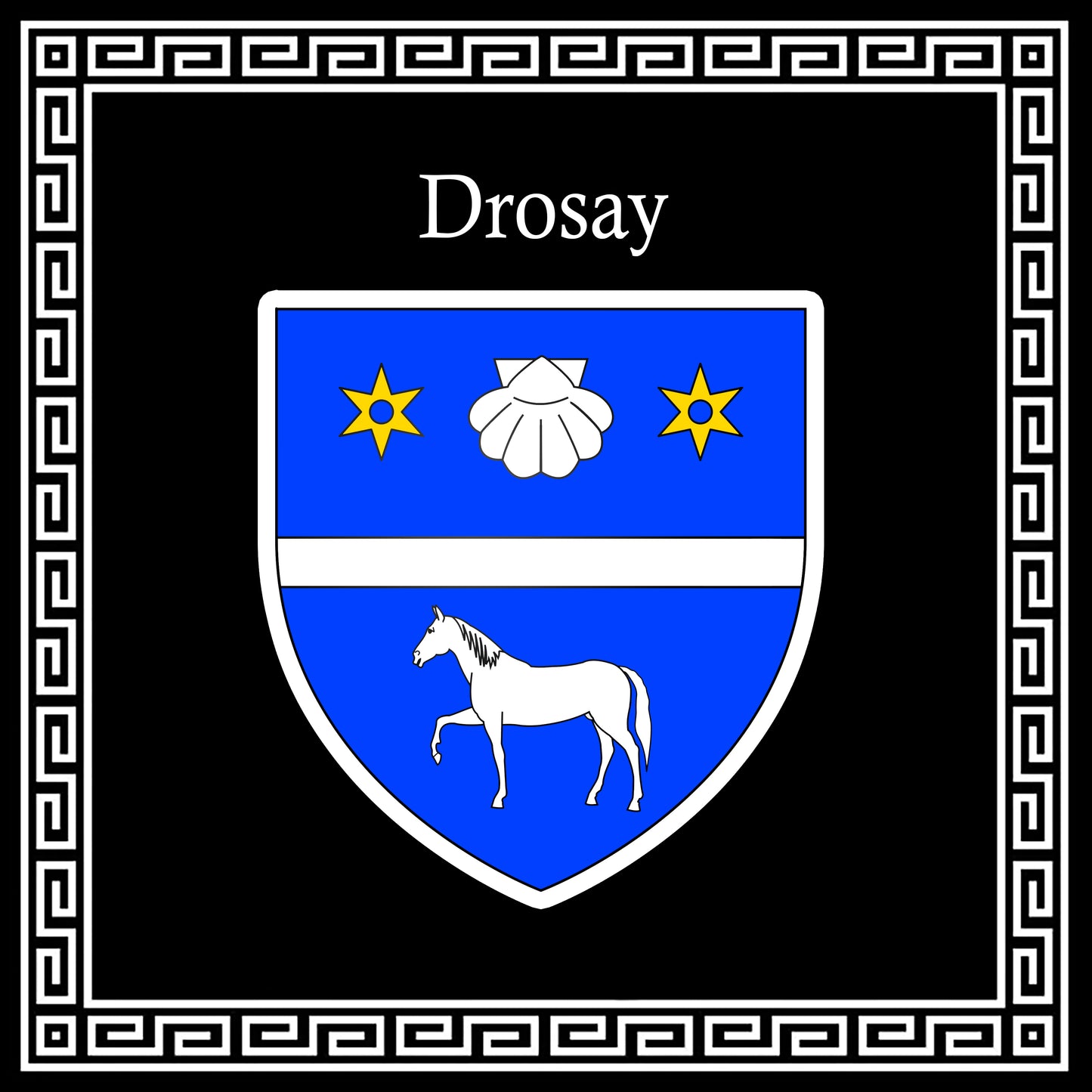 Plaque métal décorative carrée noire 30X30 cm blason Drosay, Seine Maritime (76)