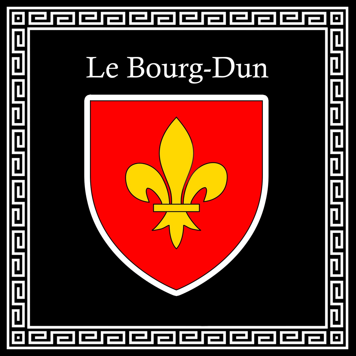 Plaque métal décorative carrée noire 30 X 30 cm blason Le Bourg-Dun, Seine Maritime (76)
