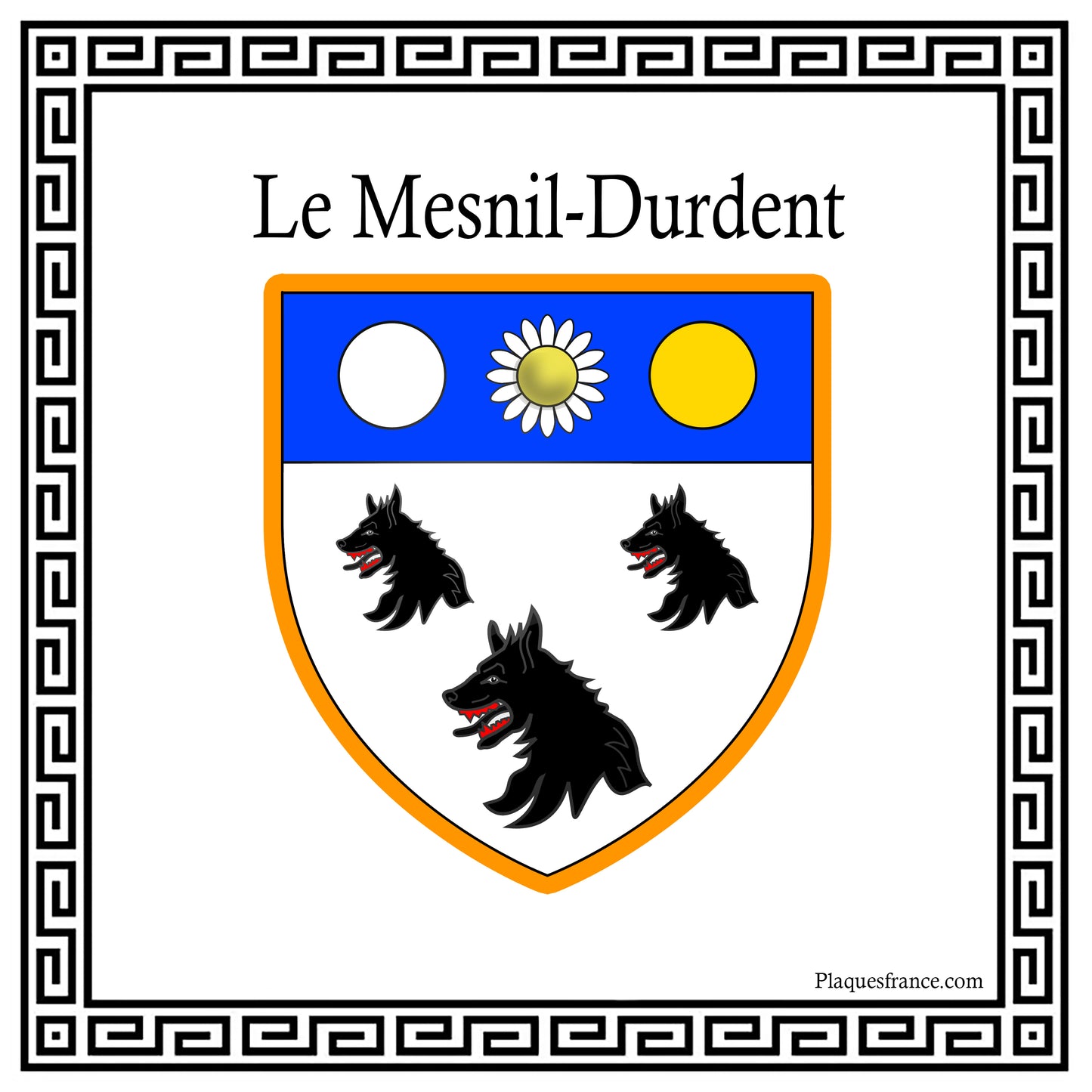 Plaque métal décorative 15X30 blason Le Mesnil-Durdent, Seine Maritime (76)