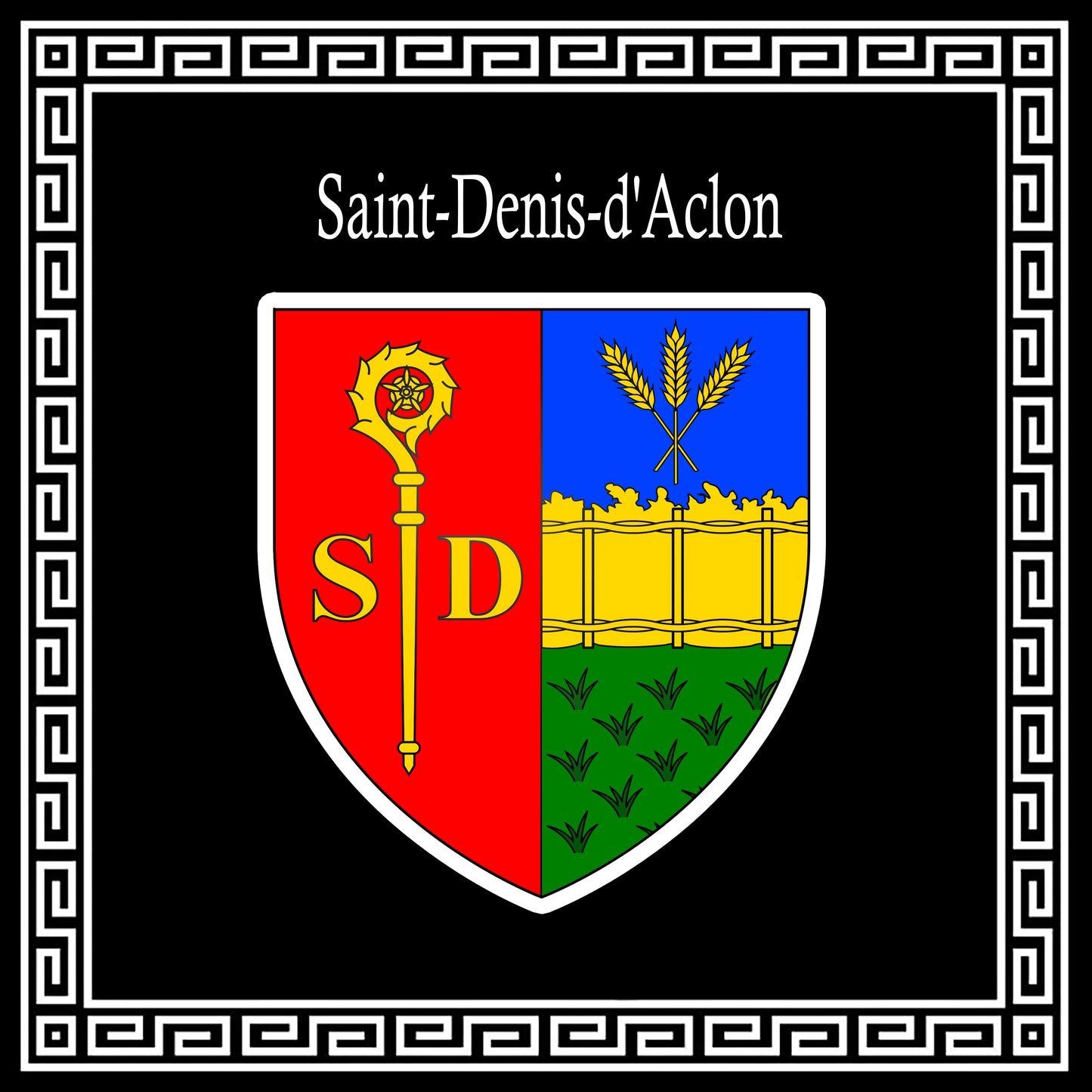 Plaque métal décorative 30 x 30 cm carrée noir Saint-Denis-d'Aclon, Seine Maritime (76)