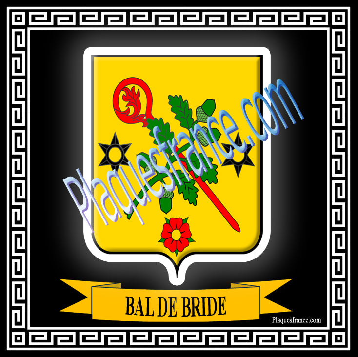 Plaque métal décorative fond noir carrée 30x30 cm blason de Val-de-Bride, canton du Saulnois Moselle 57