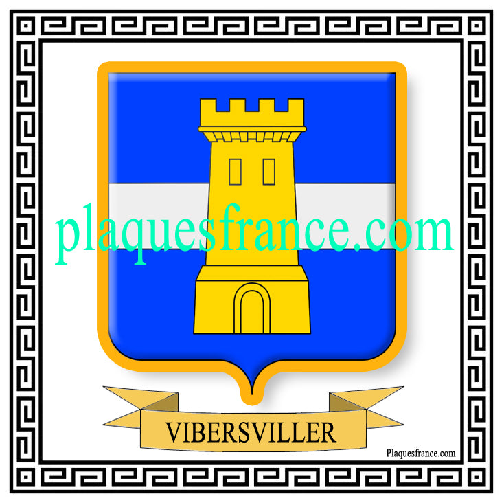 Plaque métal décorative fond noir carrée 30x30 cm blason de Vibersviller, canton du Saulnois Moselle 57