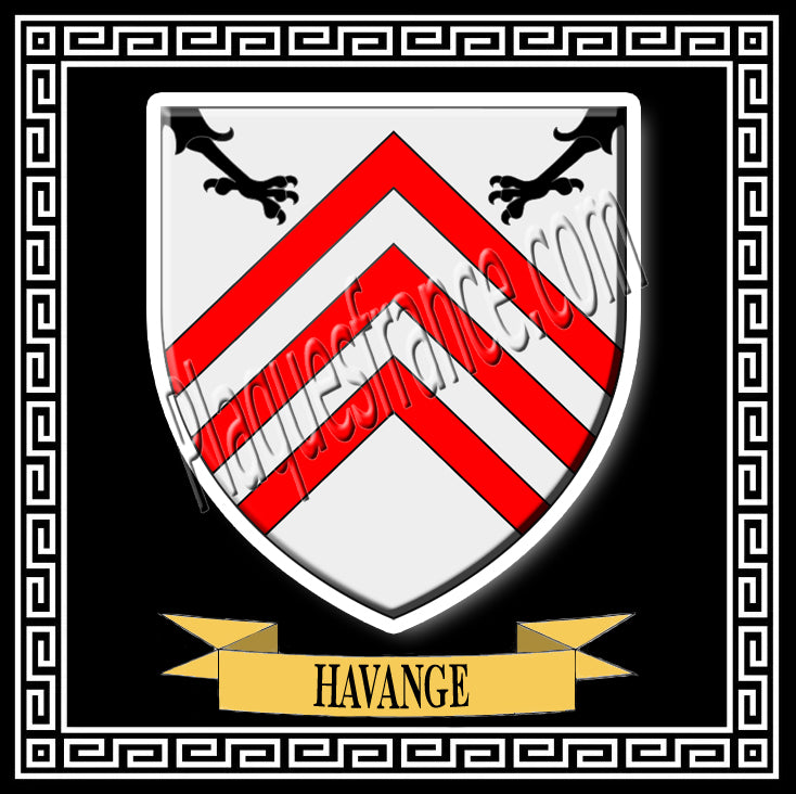 Plaque métal décorative carrée 30x30 cm fond noir blason Havange Moselle 57