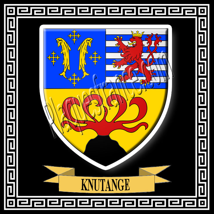 Plaque métal décorative carrée 30x30 cm fond noir blason Knutange Moselle 57
