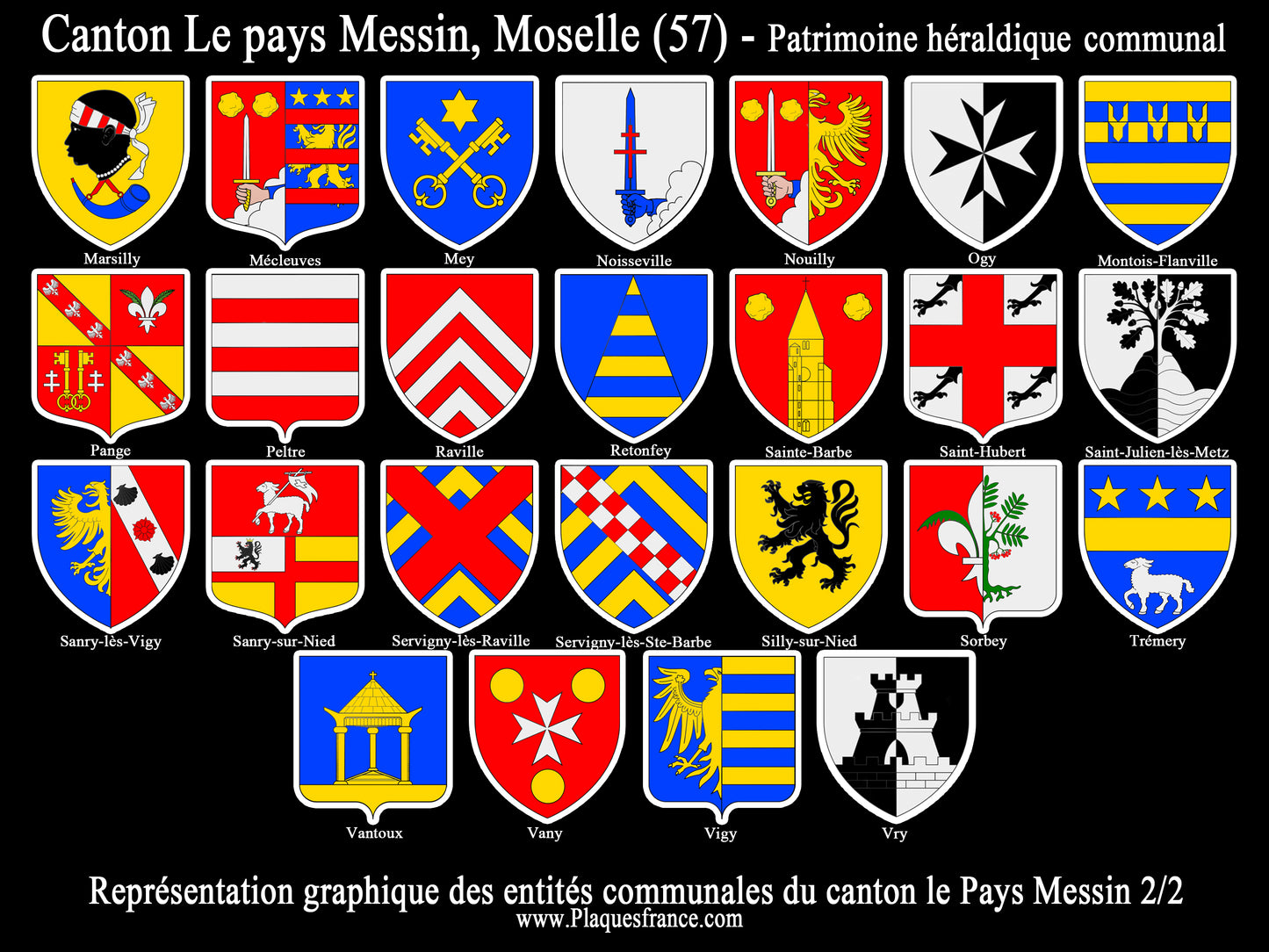Plaque métal décorative Collector planche 2/2 Canton du Pays Messin Moselle 57
