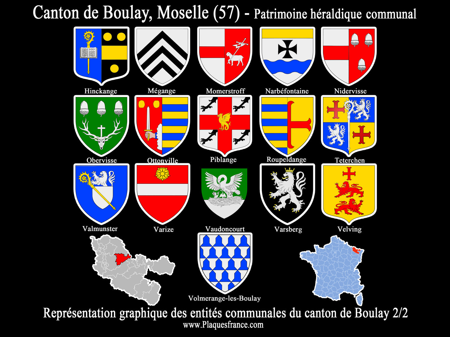 Plaque métal décorative Collector planche 2/2 Canton de Boulay Moselle 57