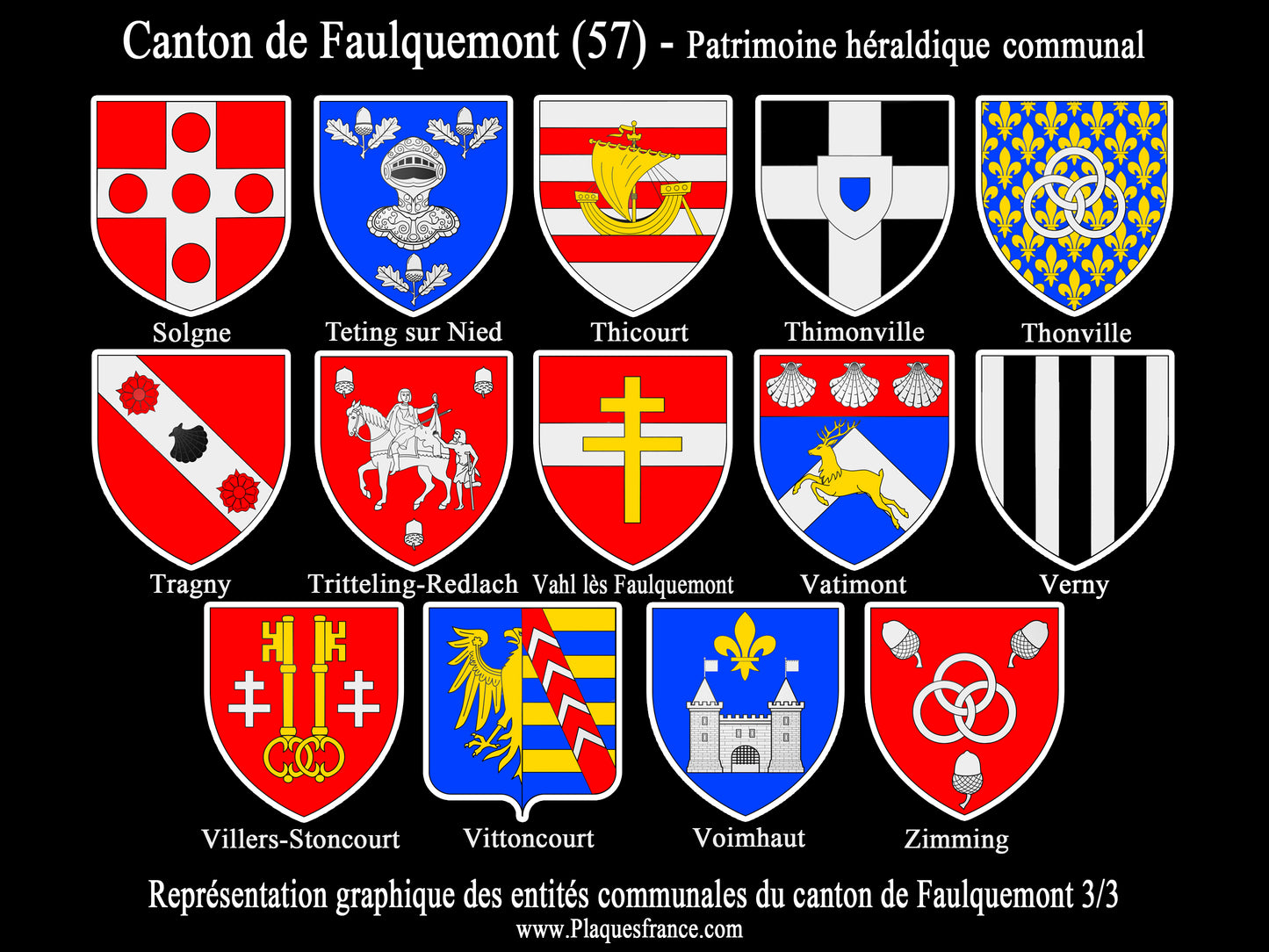 Plaque métal décorative Collector planche 3/3 Canton de Faulquemont Moselle 57