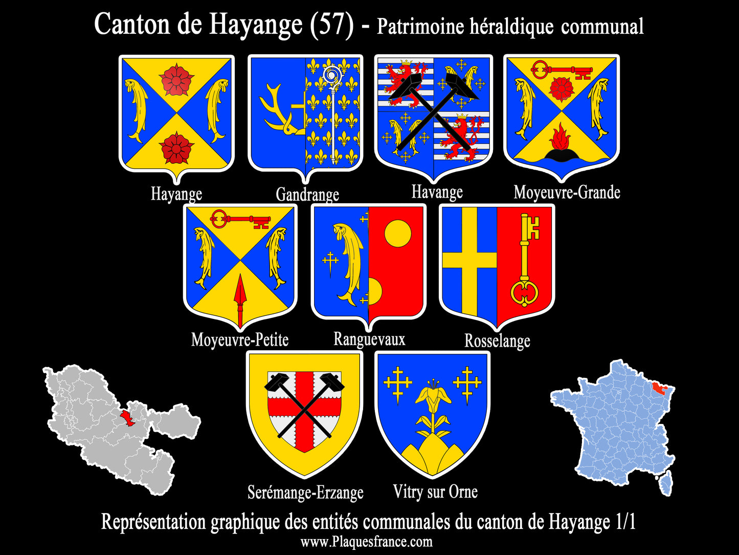 Plaque métal décorative Collector planche 1/1 Canton de Hayange Moselle 57