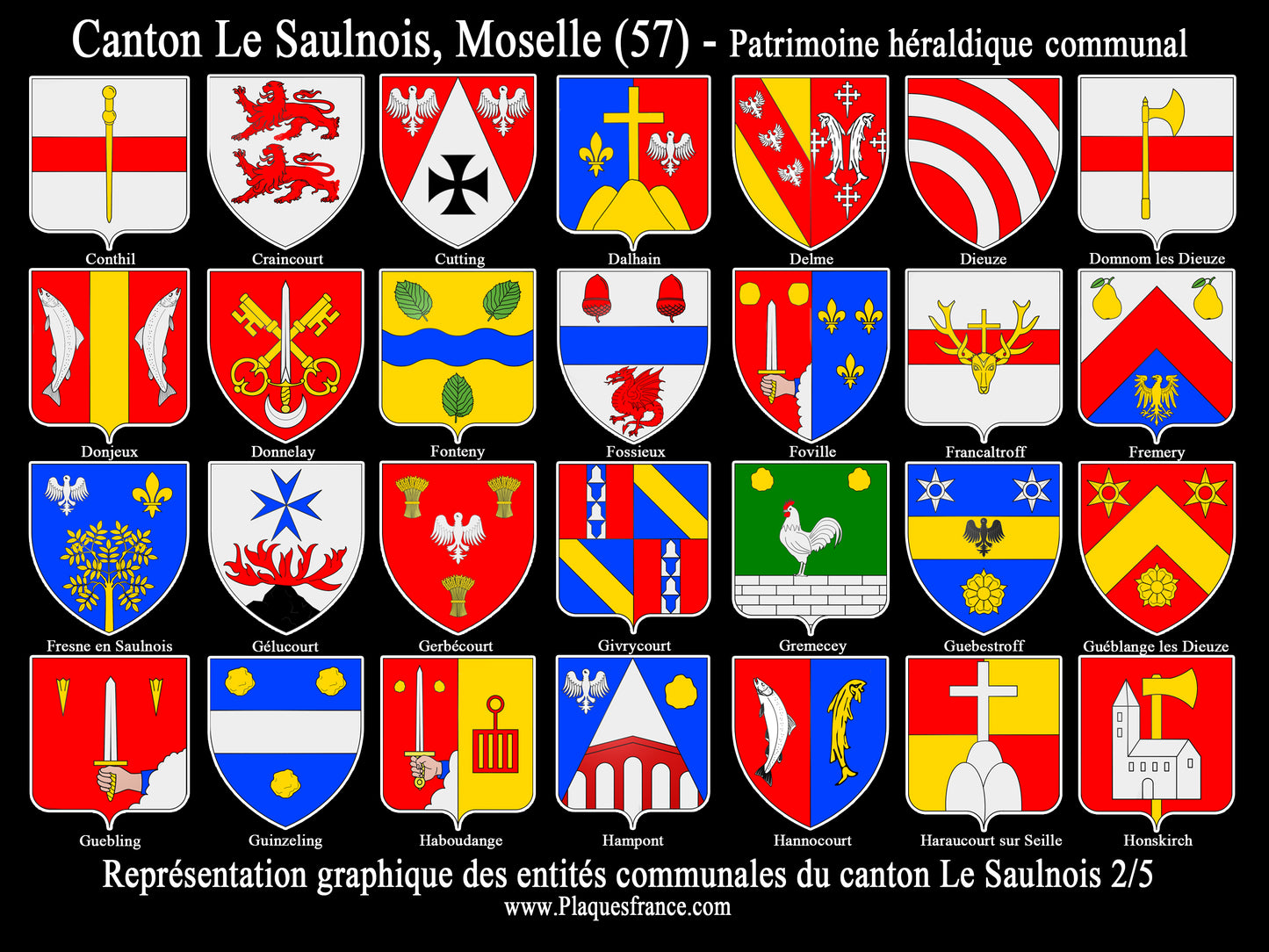 Plaque métal décorative Collector planche 2/5 Canton du Saulnois Moselle 57