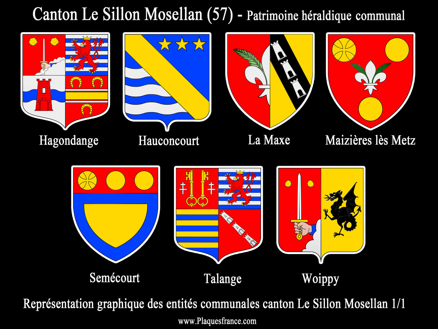 Plaque métal décorative Collector planche 1/1 Canton Le Sillon Mosellan Moselle 57