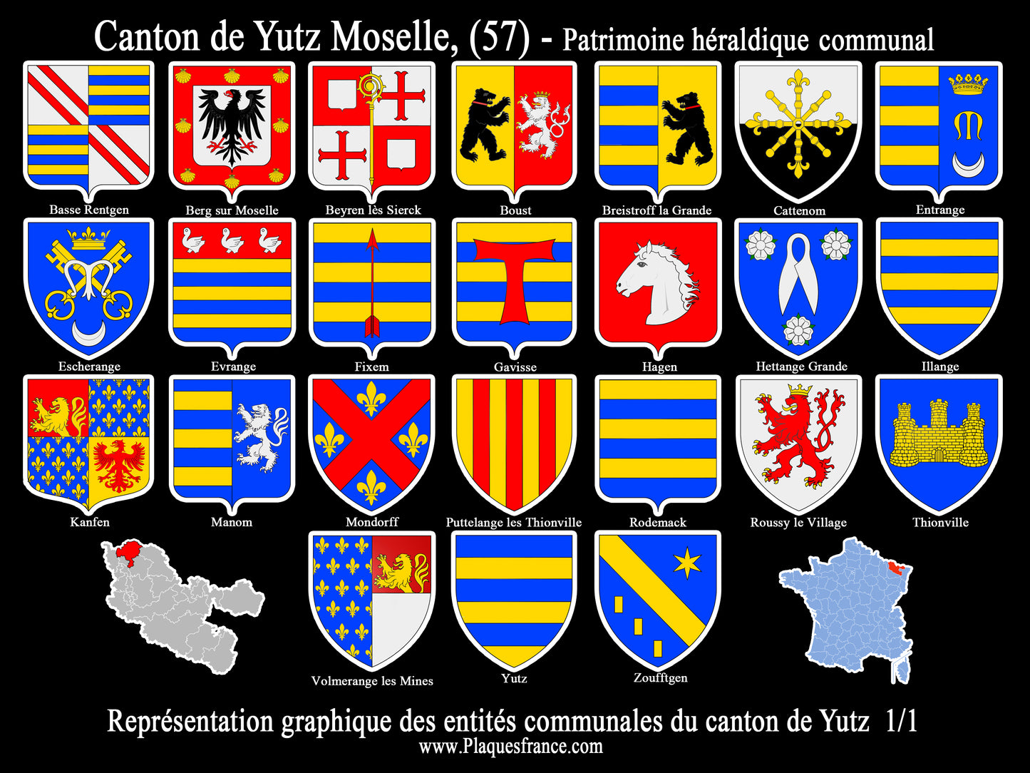 Plaque métal décorative Collector planche 1/1 Canton de Yutz Moselle 57