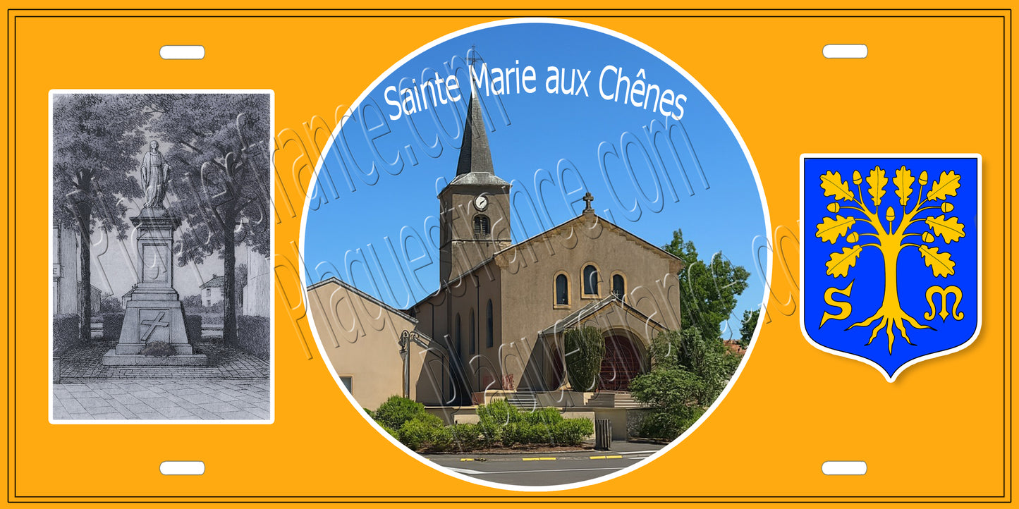 Plaque métal décorative Eglise et monument de Sainte Marie aux Chênes 57