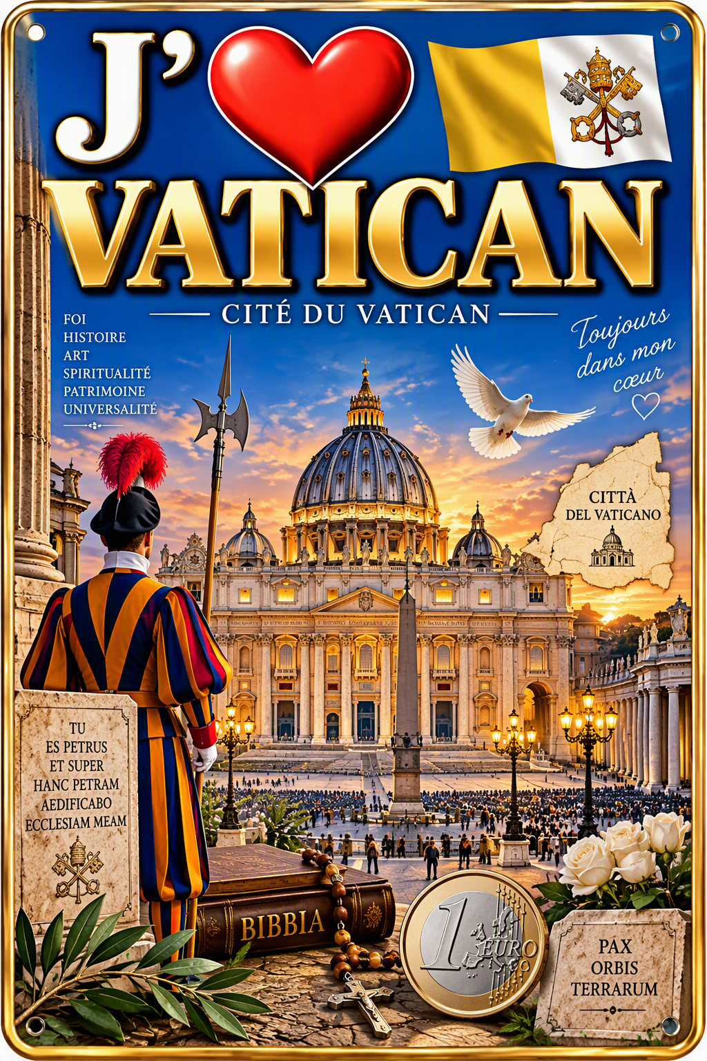 Plaque métal décorative 20 x 30 cm , Vatican, Europe
