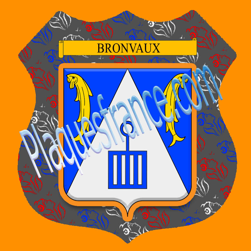 Plaque métal décorative format écusson Ø 30cm fond marianne Bronvaux, Moselle 57