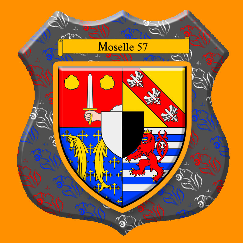 Plaque métal décorative format écusson Ø 30cm fond marianne blason , Moselle 57
