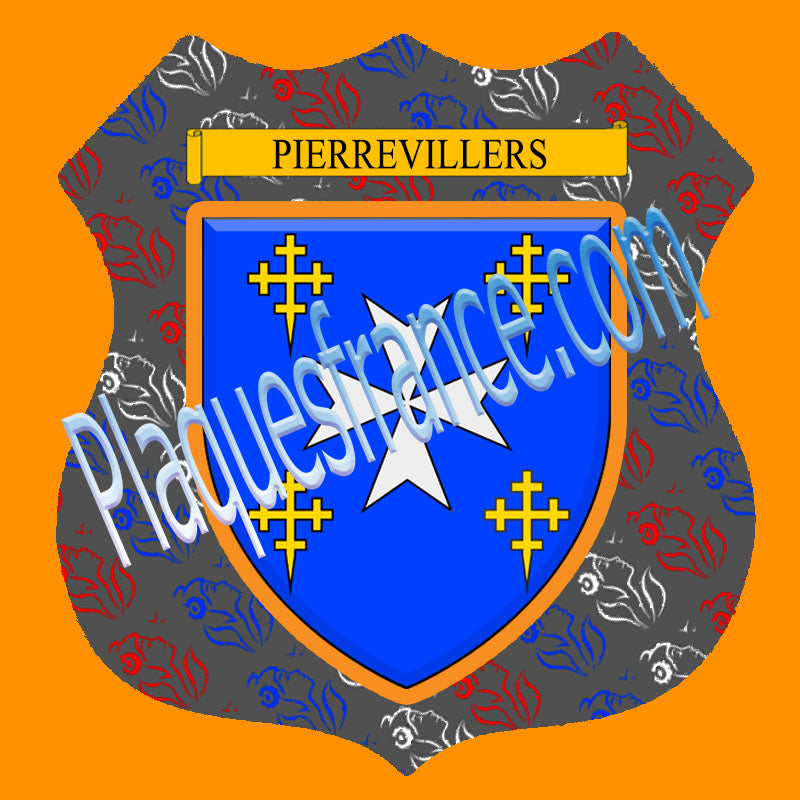 Plaque métal décorative format écusson Ø 30cm fond marianne Pierrevillers, Moselle 57