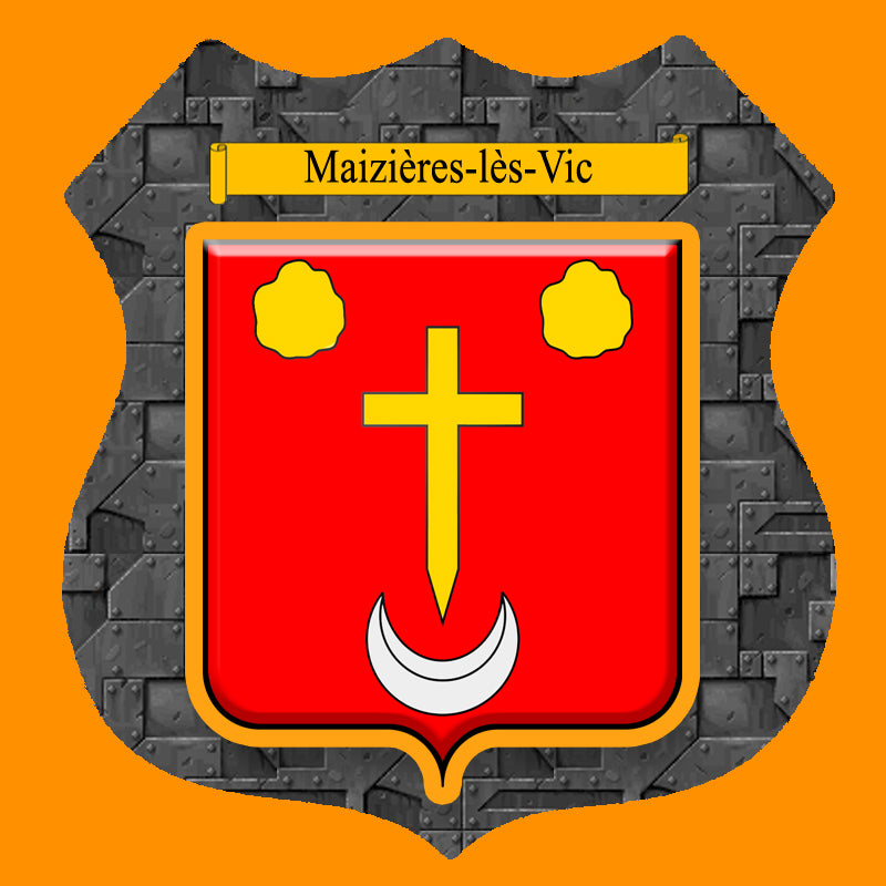 Plaque métal décorative format écusson Ø 30cm fond plaques métal blason Maizières-lès-Vic, Moselle 57