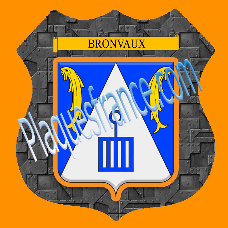Plaque métal décorative format écusson Ø 30cm fond plaques métal Bronvaux, Moselle 57