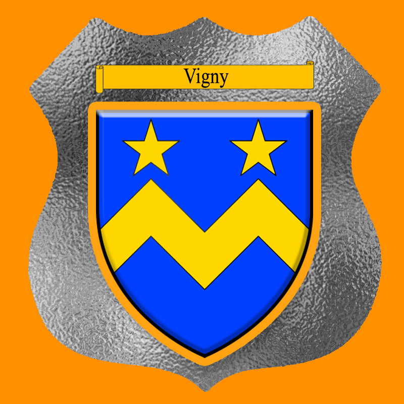 Plaque métal décorative format écusson Ø 30cm fond verre dépoli blason Vigny, Moselle 57 (Copie)