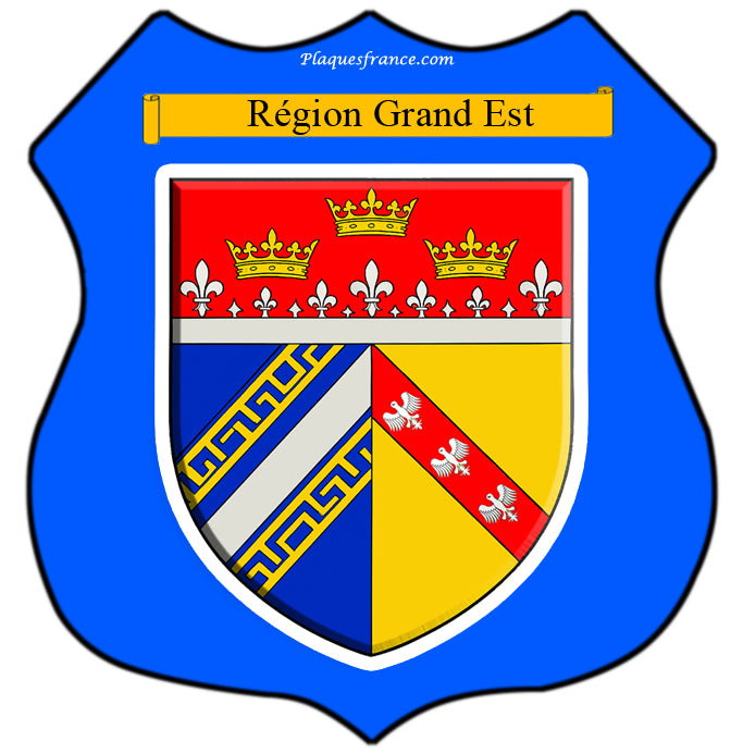 Plaque métal décorative format écusson et blason de la région Grand Est France