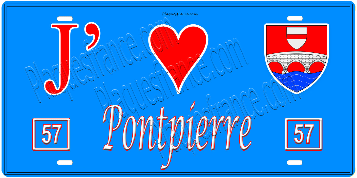 Plaque métal décorative, J'❤️ Pontpierre , Moselle (57)