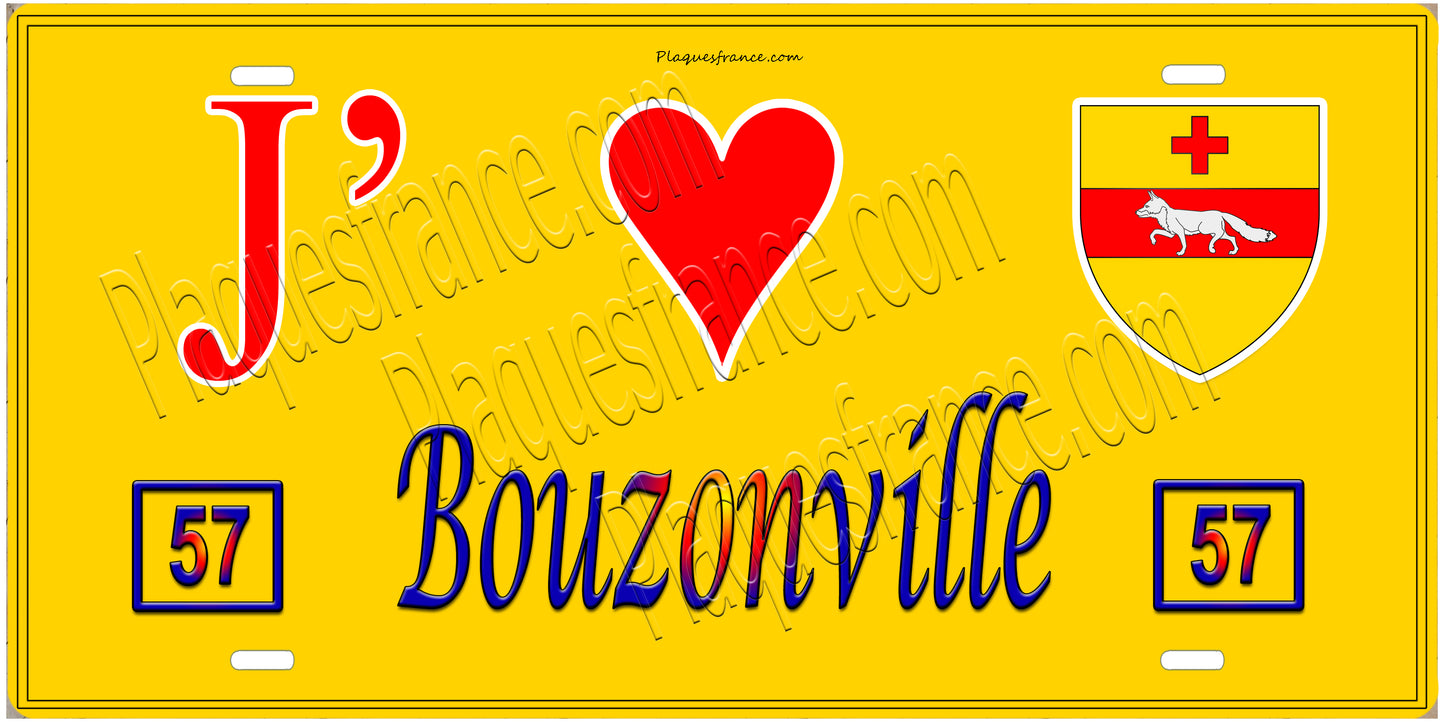 Plaque métal décorative 15 x 30 cm fond mur jaune57 J' ❤️Bouzonville, canton Bouzonville 57