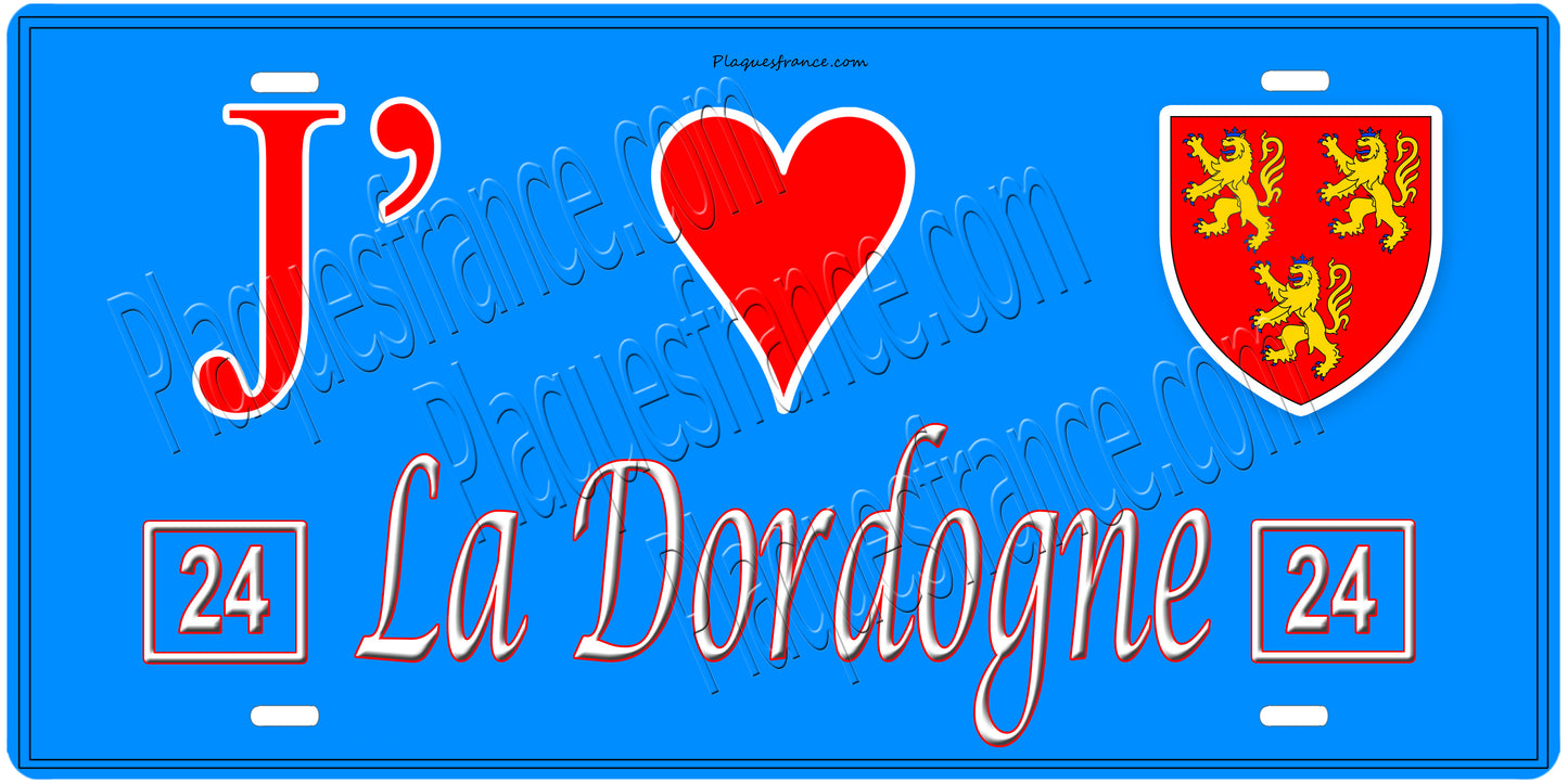 Plaque métal décorative, J' ❤️La Dordogne, Nouvelle Aquitaine, France