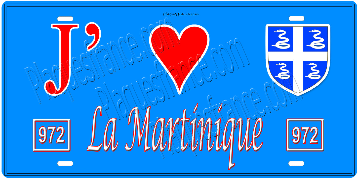 Plaque métal décorative, J' ❤️La Martinique (972)