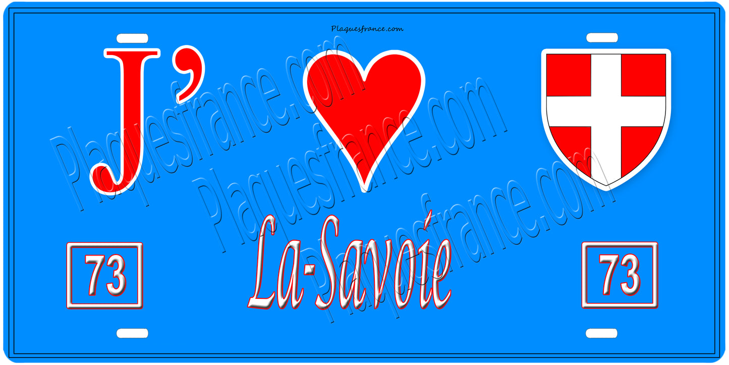 Plaque métal décorative, J' ❤️La Savoie , région Auvergne Rhône Alpes, France