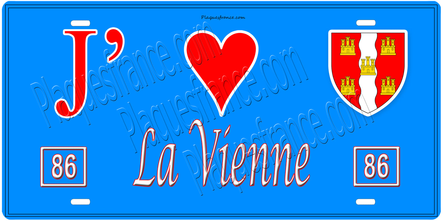 Plaque métal décorative, J' ❤️La Vienne, Nouvelle Aquitaine, France