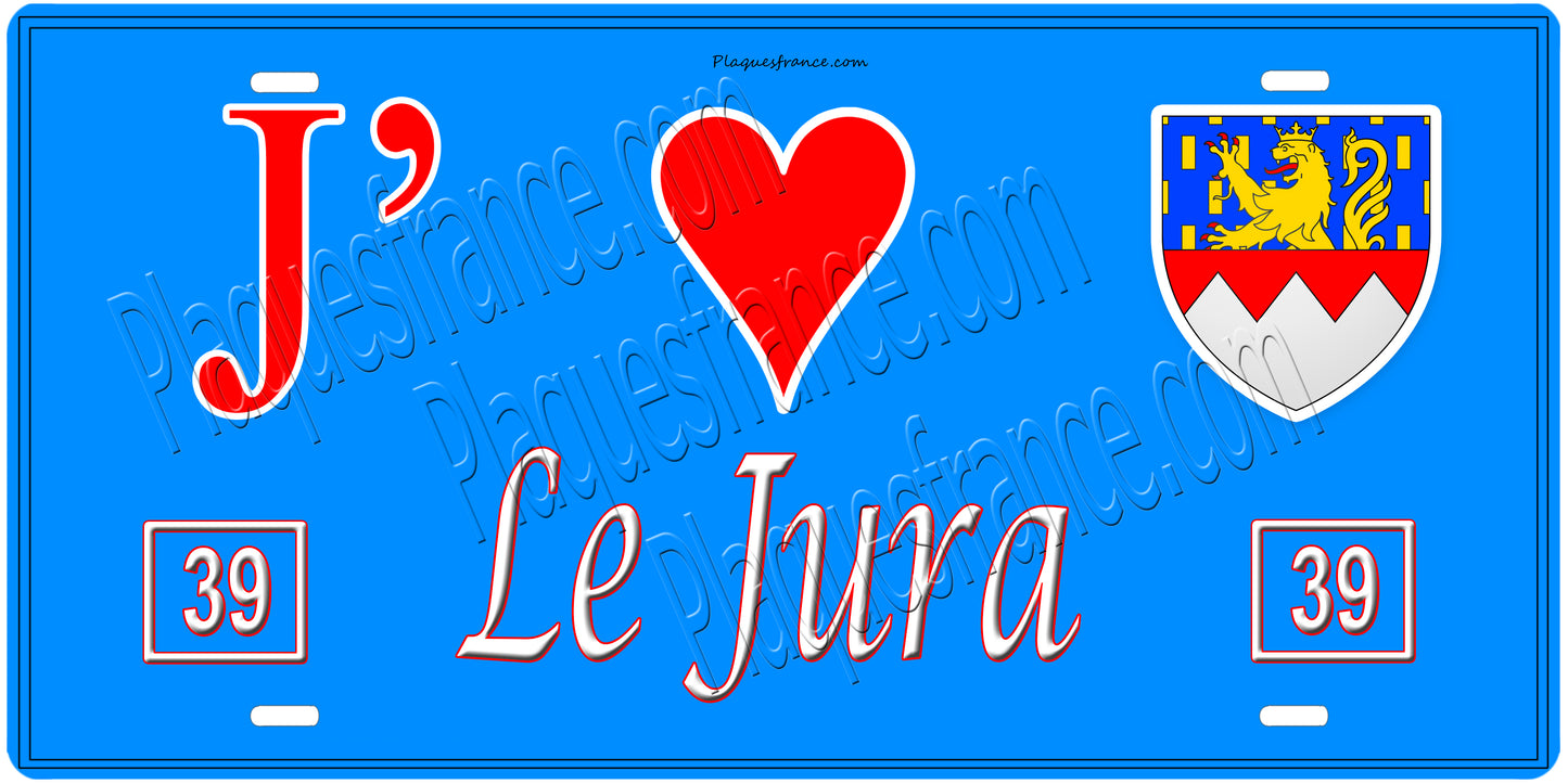 Plaque métal décorative J' ❤️ Le Jura (39)