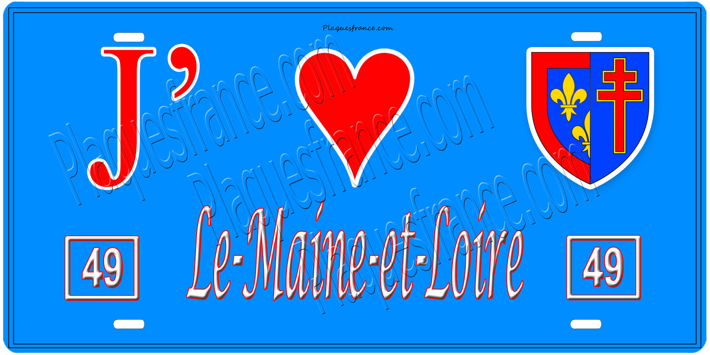 Plaque métal décorative, J' ❤️Le Maine et Loire, Pays de la Loire, France