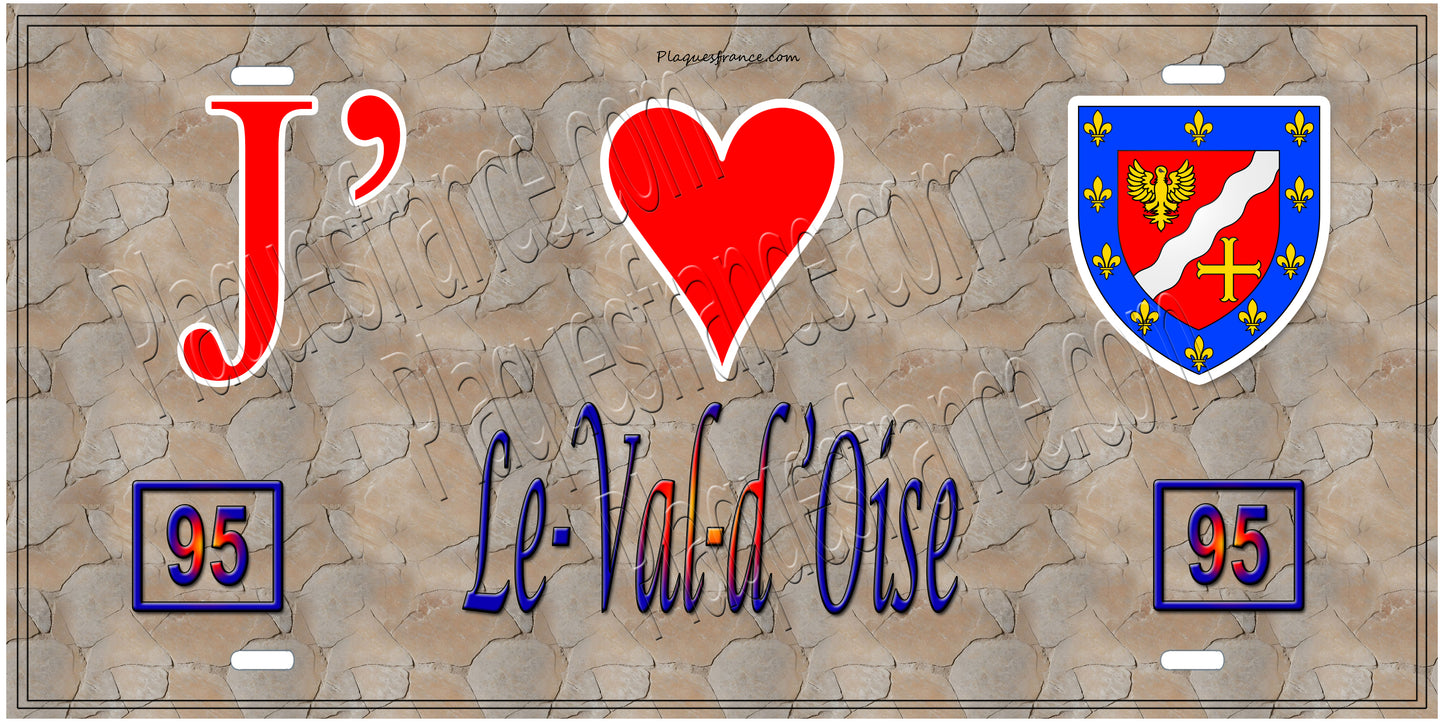 Plaque métal décorative J' ❤️Le Val d'Oise (95) Île de France