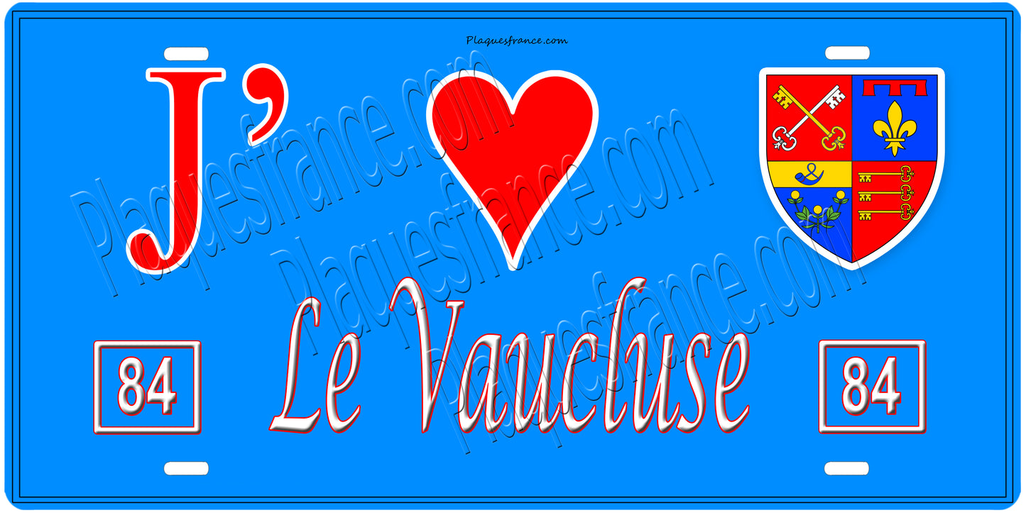 Plaque métal décorative, J' ❤️Le, Vaucluse 84